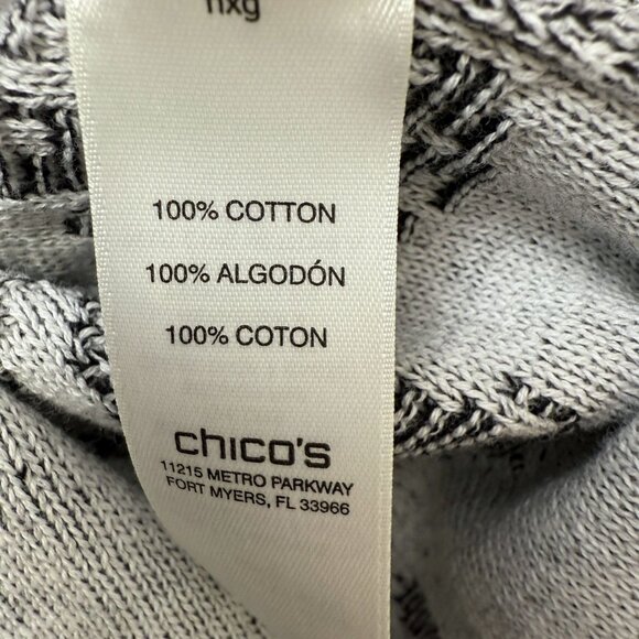 CHICO'S Weekend Womens Sweater XL Gray Butterfly Floral Cotton Knit Pullover - Picture 6 of 6